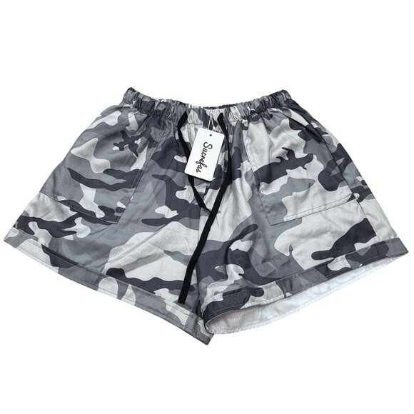 Sucrefas Womens Camouflage Shorts XL Gray & White Polyester/Cotton - Picture 1 of 9